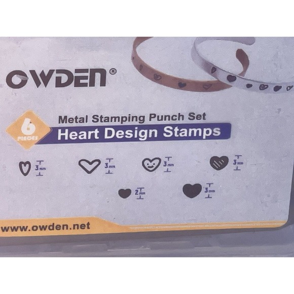 Owden Metal Stamping Punch Set Heart Design Stamps- NEW - Picture 2 of 3